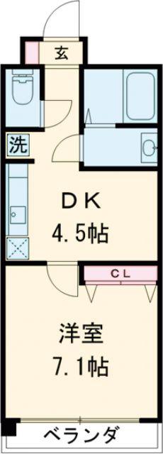 グランステージ春日(1DK/4階)の間取り写真