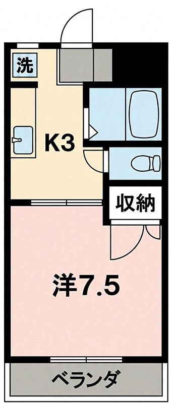 シーサイドパレス新杉田(1K/2階)の間取り写真