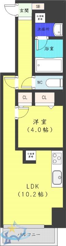 ラ・クラッセ札幌シティイースト(1LDK/11階)の間取り写真
