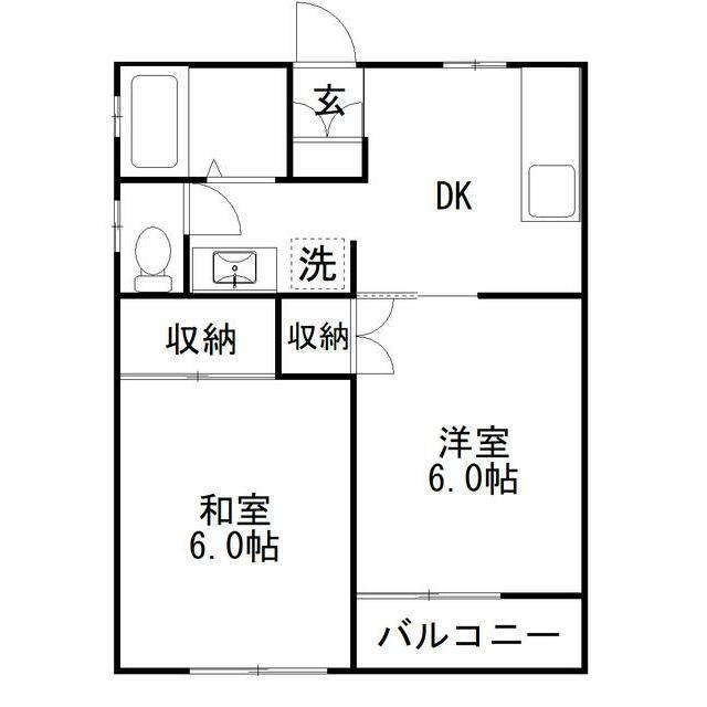 グリーンコーポ伊藤A(2DK/1階)の間取り写真