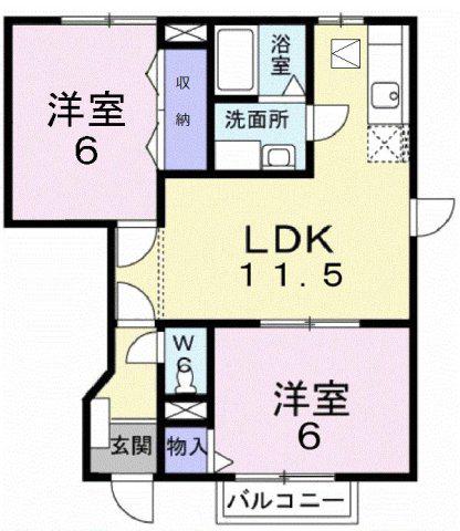 アネックス K(2LDK/1階)の間取り写真
