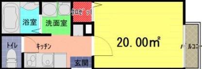 ANNIVERSARY(1K/2階)の間取り写真