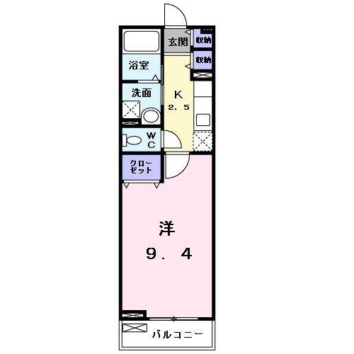 サンライズ元山(1K/2階)の間取り写真