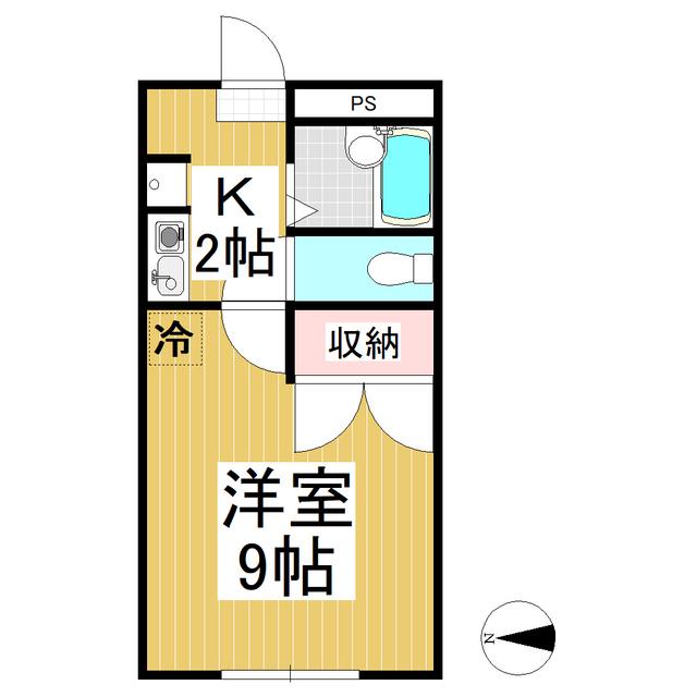 メイプル山岸(1K/2階)の間取り写真