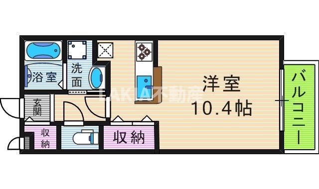 フラット桃ヶ池(1K/1階)の間取り写真