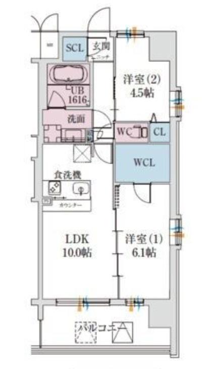 スプランディッド梅田グランノース(2LDK/7階)の間取り写真