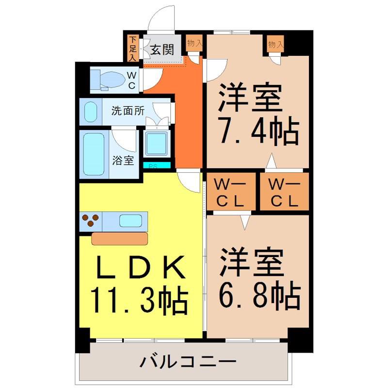 モラリエ金山(2LDK/10階)の間取り写真