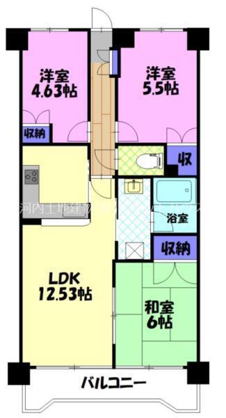 プラージュ元今泉(3LDK/8階)の間取り写真