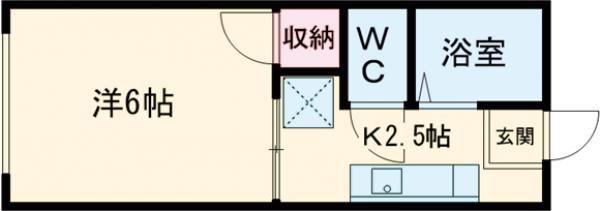 ベルゾーネ田村C(1K/2階)の間取り写真