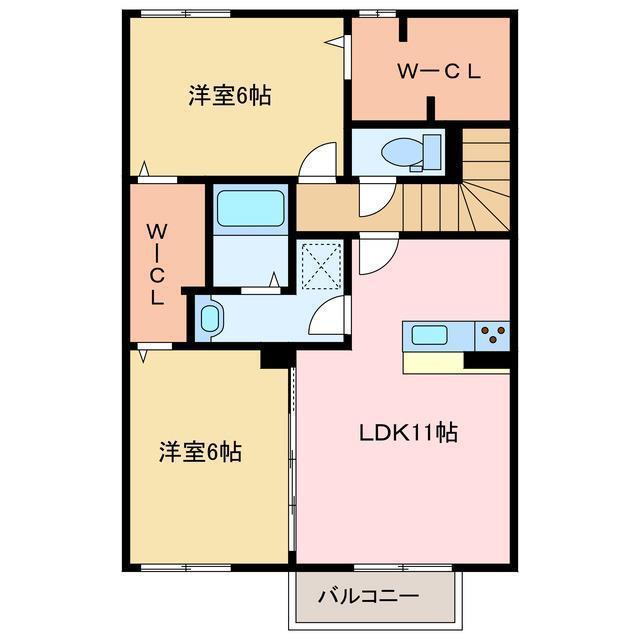 D-ROOM沢津(2LDK/2階)の間取り写真