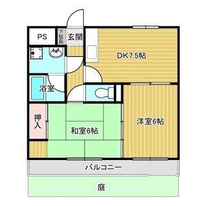 ファミーユ城西(2DK/1階)の間取り写真