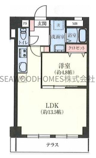 アノンテラス八景(1LDK/1階)の間取り写真
