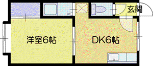 カレッジハウス66(1DK/2階)の間取り写真