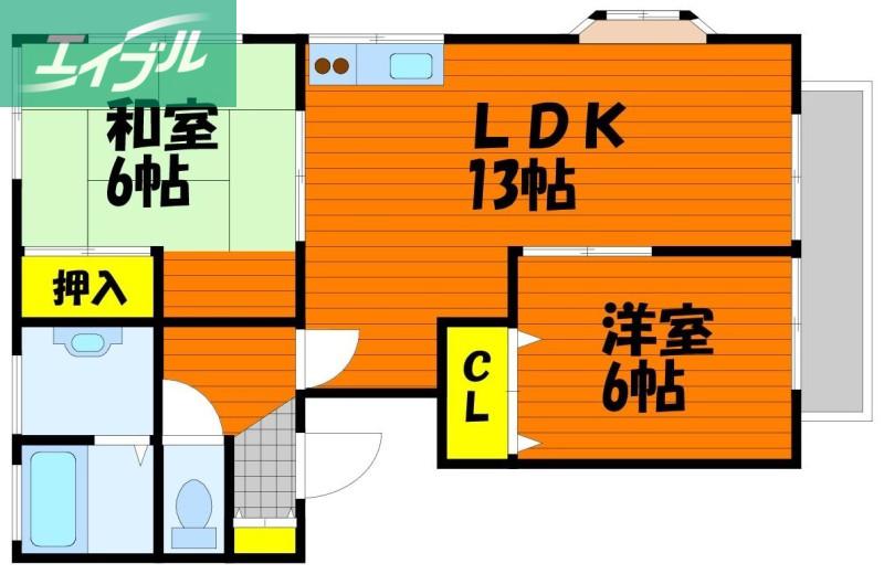 ロイヤルパレス(2LDK/2階)の間取り写真