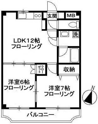 グリーンヒル南野III(2LDK/3階)の間取り写真