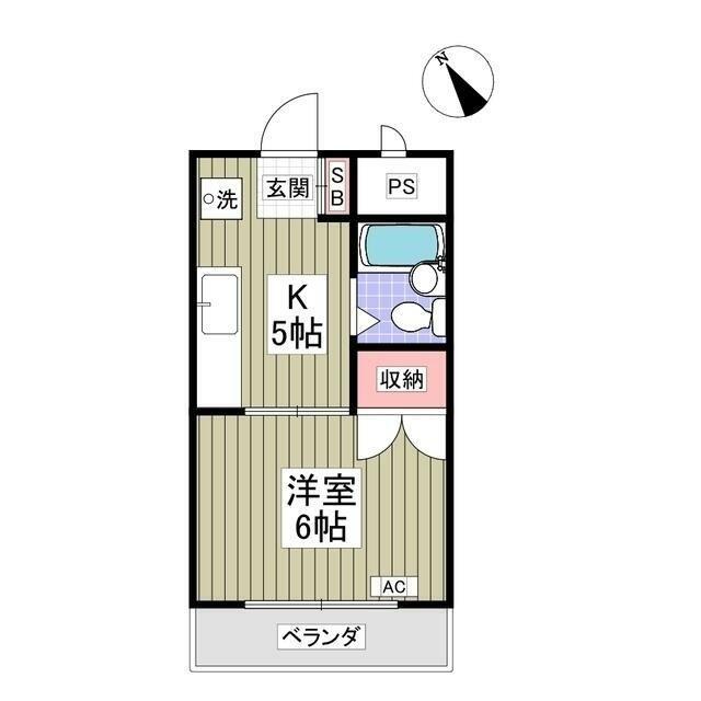 クーノス北坂戸(1K/3階)の間取り写真