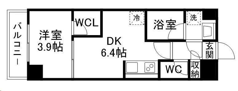 ガーデンロッジIV(1DK/3階)の間取り写真