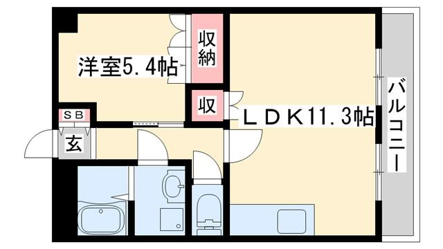 フェイバリット(1LDK/2階)の間取り写真
