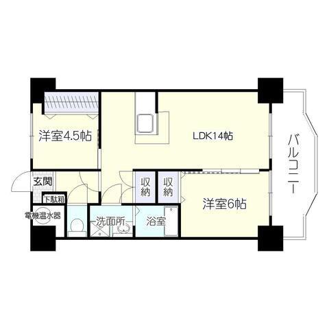 甲南ロイヤルハイツ(2LDK/6階)の間取り写真
