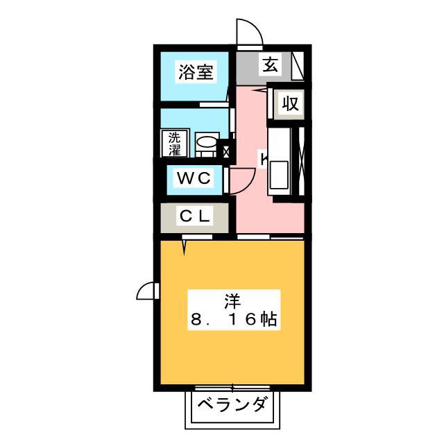 アズール(1K/2階)の間取り写真