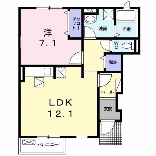 エストR(1LDK/1階)の間取り写真