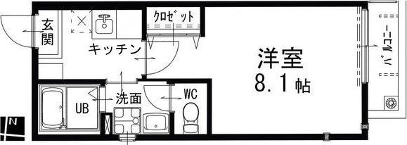 モンセジュール本山南(1K/2階)の間取り写真