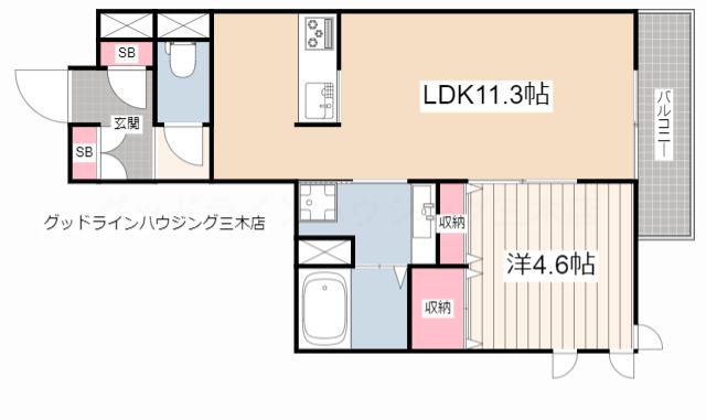 メゾン・ド・クルー(1LDK/3階)の間取り写真