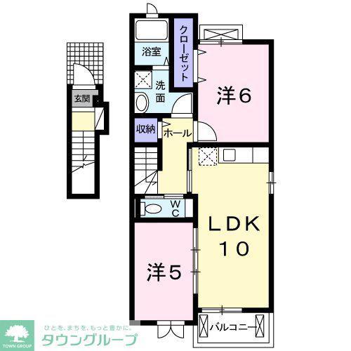 エレガンシア(2LDK/2階)の間取り写真