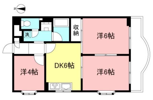 エクセルマンション楡(3DK/2階)の間取り写真