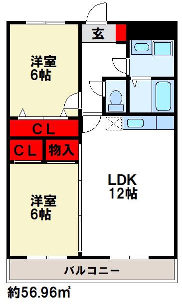 リベルコート21(2LDK/3階)の間取り写真