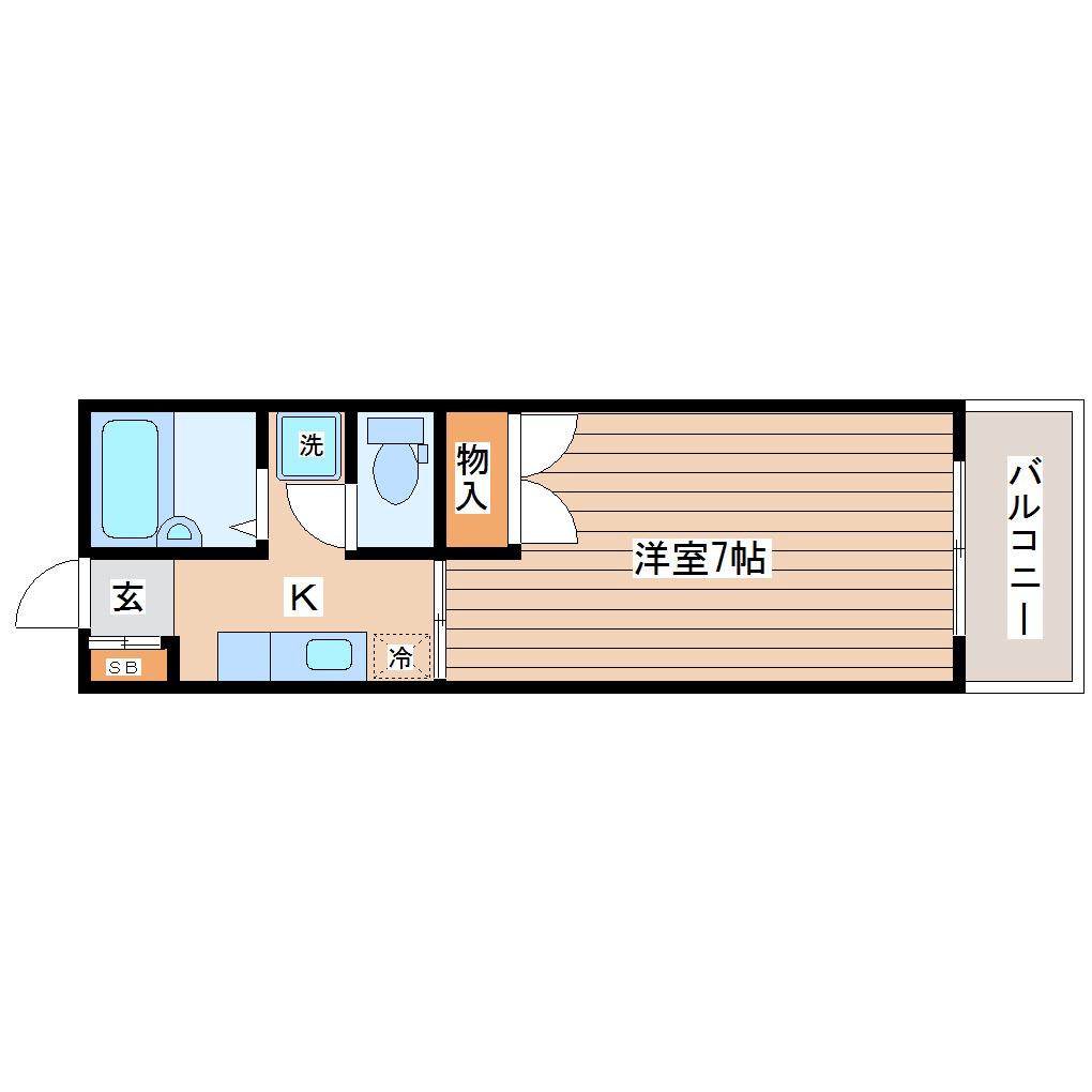 仙台空港鉄道 杜せきのした駅 徒歩15分 2階建 築33年(1K/1階)の間取り写真