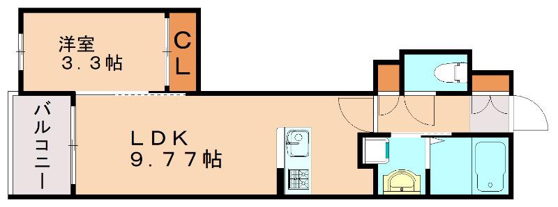 ハーヴェスト皿山(1LDK/3階)の間取り写真