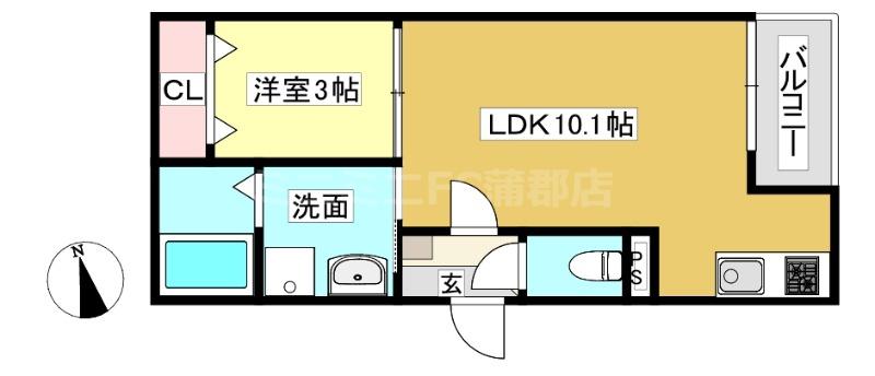 WARREN MATSUBARAI(1LDK/1階)の間取り写真