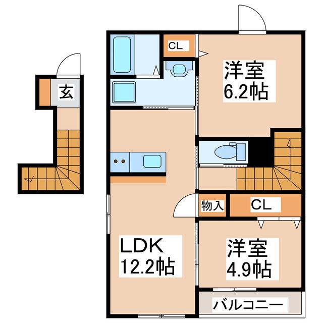 MAISON RAFFINE II(2LDK/2階)の間取り写真