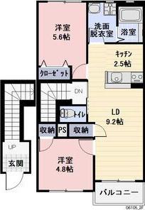 VERITAJU(2LDK/2階)の間取り写真