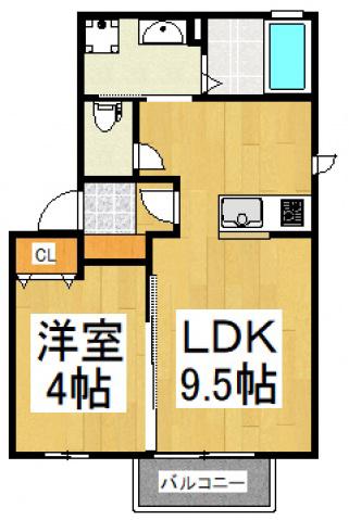 プラムツリー(1LDK/2階)の間取り写真