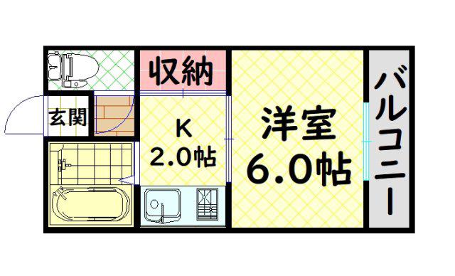 南風マンション(1K/4階)の間取り写真