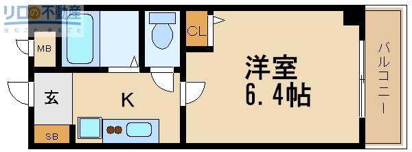 ハッピー伊丹マンション(1K/5階)の間取り写真
