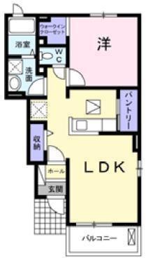 メゾン・ド・リュミエール A(1LDK/1階)の間取り写真
