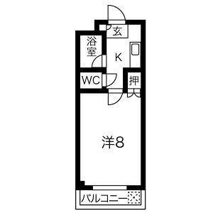 ジョイフル音貝(1K/1階)の間取り写真