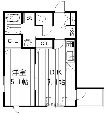 ロゼオマーレ中野(1DK/2階)の間取り写真