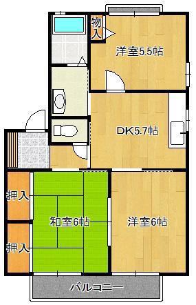 リビエラ遠賀(3DK/2階)の間取り写真
