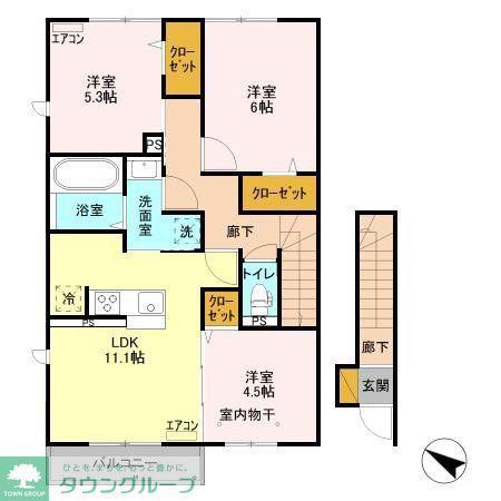 フォレヴィラージュ B(3LDK/2階)の間取り写真