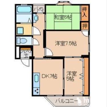 ライズマンション大町(3DK/3階)の間取り写真