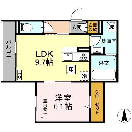 ボヌール(1LDK/1階)の間取り写真