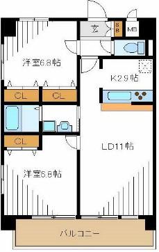 ラヴィッサン(2LDK/2階)の間取り写真