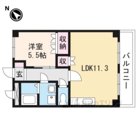 テンプルリバー2番館(1LDK/1階)の間取り写真