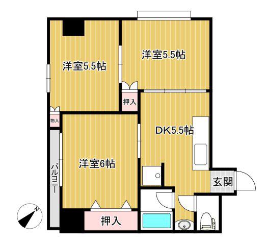 協陽ハイツ(3DK/4階)の間取り写真