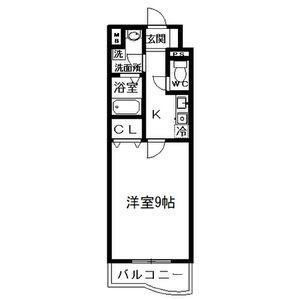 グランデュール(1K/4階)の間取り写真