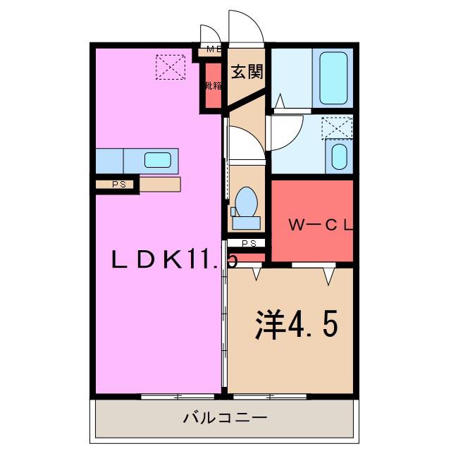 ＪＲ常磐線 牛久駅 徒歩6分 3階建 築16年(1LDK/3階)の間取り写真